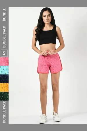 BAESD Women Pack Of 5 Printed High-Rise Pure Cotton Hot Pants