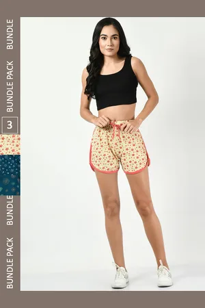BAESD Women Pack of 3 Printed High-Rise Pure Cotton Shorts