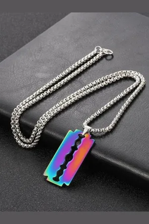 EL REGALO Men Stainless Steel Blade Shaped Pendant With Chain