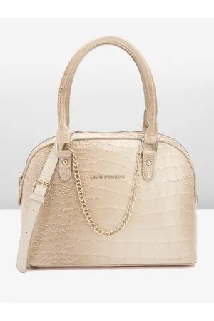 Lino Perros Women Croc Textured Structured Shoulder Bag with Chain Detail
