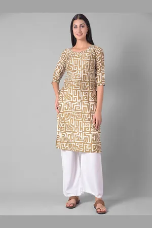 Dollar Missy Abstract Print Three-Quarter Sleeves Thread Work Kurta