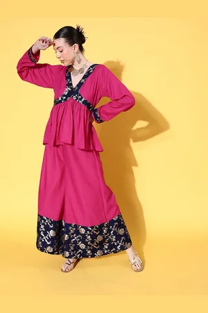 InWeave Women Brocade Ethnic Top with Palazzos
