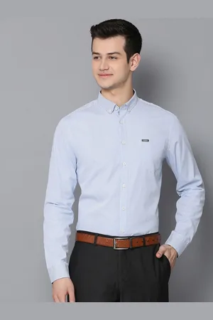Lindbergh Men Blue & White Slim Fit Striped Casual Shirt