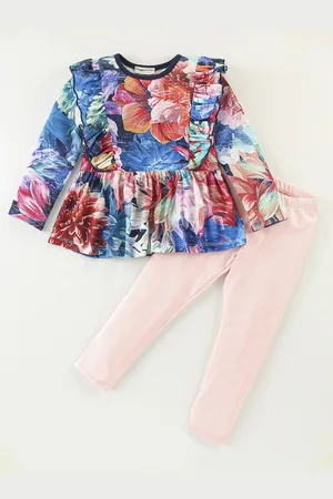 CrayonFlakes Girls Printed Top With Leggings