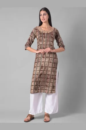 Dollar Missy Geometric Printed Thread Work Straight Kurta