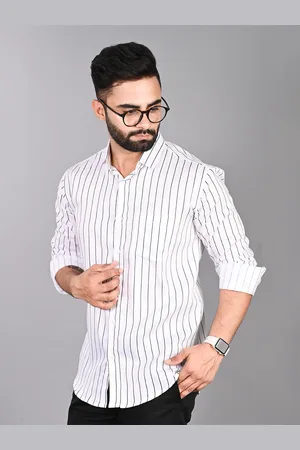 FUBAR Striped Long Sleeves Spread Collar Slim Fit Casual Shirt