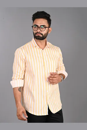 FUBAR Striped Long Sleeves Spread Collar Slim Fit Casual Shirt