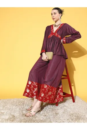 InWeave Women Brocade Ethnic Top with Palazzos