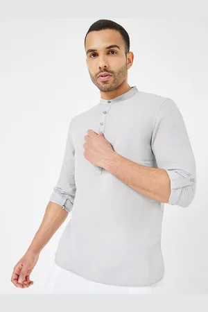 Styli Cotton Linen Half Placket Regular Shirt