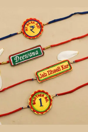 Indigifts Men Set Of 4 Embroidery Rakhis