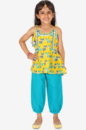 BownBee Girls Printed Top With Dhoti Pants