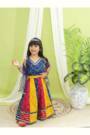 BownBee Girls Bandhani Printed Ready to Wear Lehenga & Blouse With Dupatta