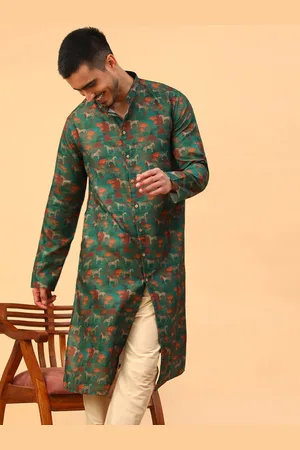 TABARD Ethnic Motif Printed Mandarin Collar Cotton Straight Kurta