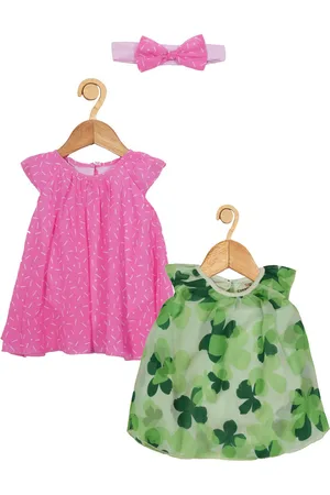 Creative Infants Girls Pack Of 2 Printed A-Line Dress With Hairband