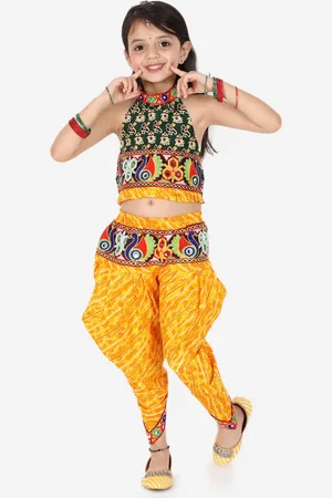 BownBee Girls Printed Halter Neck Top With Dhoti Pants