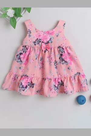 MANY FROCKS & Girls Floral Printed Georgette Fit & Flare Dress