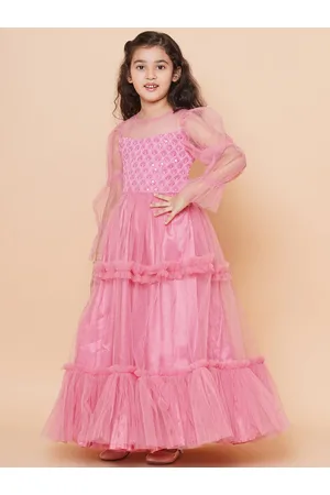Bhama Pink Net Maxi Dress