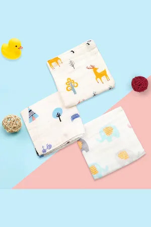 Baby Moo Set of 3 Printed Muslin Napkins