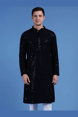 Sanwara Geometric Embellished Mandarin Collar Sequins Floral Kurta