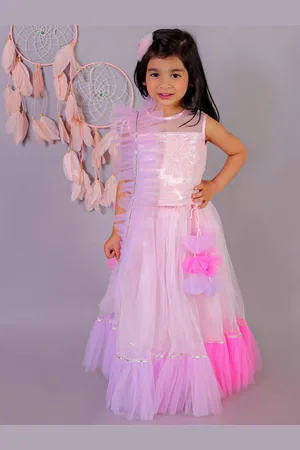 LIL DRAMA Girls Embroidered Ready to Wear Lehenga With Blouse & Dupatta