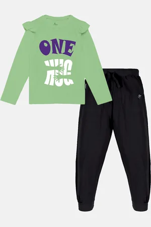KiddoPanti Girls Printed T-Shirt With Track Pant