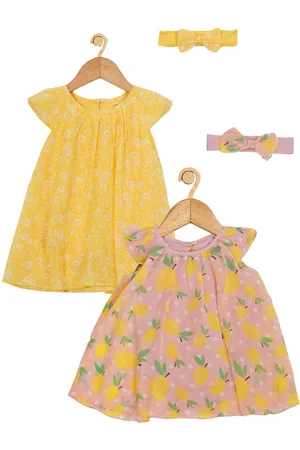 Creative Infants Girls Pack Of 2 Printed A-Line Dress With Hairband
