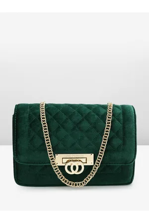 Lino Perros Women Checked Structured Sling Bag with Quilted DEtail