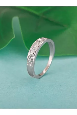 GIVA Men 925 Sterling Silver Rhodium-Plated CZ-Studded Finger Ring
