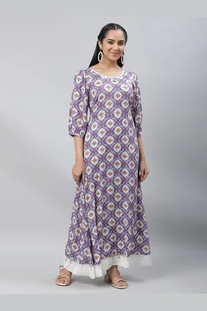AURELIA Floral Printed Keyhole Neck Puff Sleeve Lace Inserts A-Line Maxi Dress