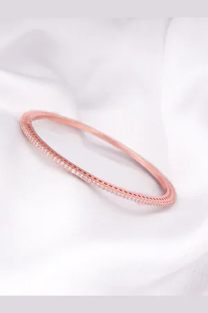 GIVA 925 Sterling Silver Rose Gold-Plated Stone-Studded Bangles