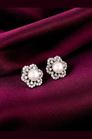 GIVA 925 Sterling Silver Rhodium Plated Cubic Zirconia Studded Studs Earrings