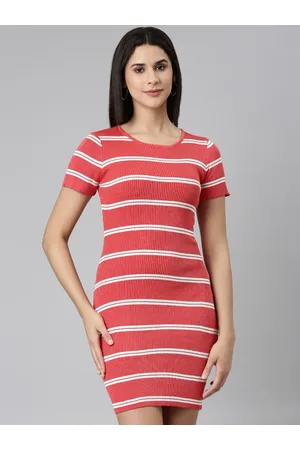 SHOWOFF Striped Acrylic Bodycon Dress