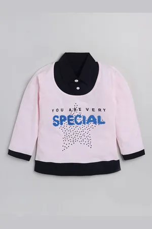 YK Girls Typography Printed Pure Cotton Top