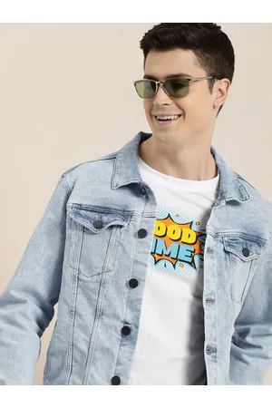 HERE&NOW Solid Spread-Collar Denim Jacket
