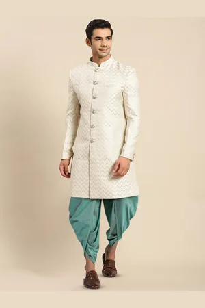 KISAH Men Self-Design Cotton Indowestern Sherwani Set