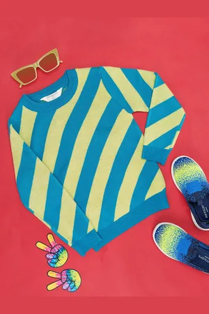 Pantaloons Girls Striped Acrylic Pullover