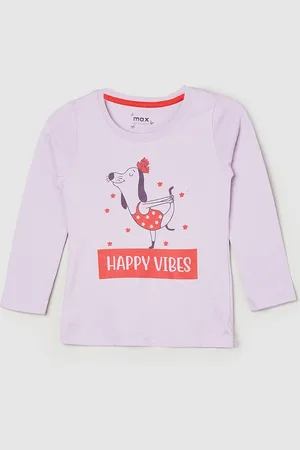 Max Collection Girls Graphic Printed Pure Cotton T-Shirt