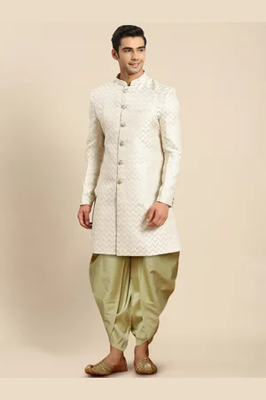 KISAH Men Self-Design Cotton Indowestern Sherwani Set