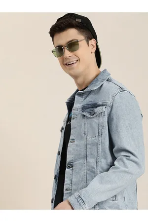 HERE&NOW Solid Spread-Collar Denim Jacket