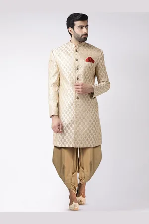 KISAH Men Self-Design Cotton Indowestern Sherwani Set