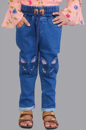 A-Okay Girls Slim Fit High Rise Clean Look Embroidered Stretchable Jeans