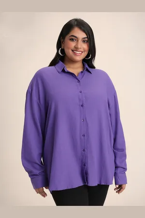 20Dresses Women Purple Boxy Opaque Casual Shirt