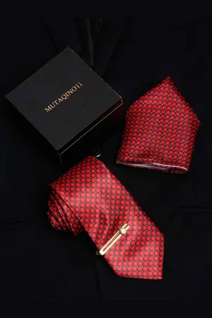 MUTAQINOTI Men Polka Dot Printed Accessory Gift Set