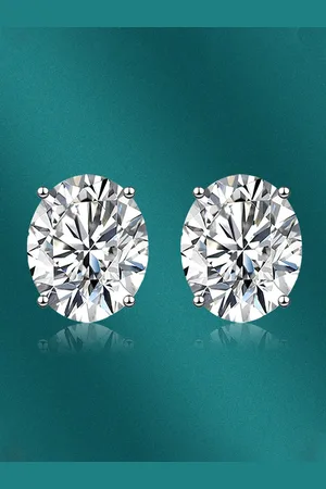 Designs & You Silver-Plated Cubic Zirconia Studded Oval Studs Earrings