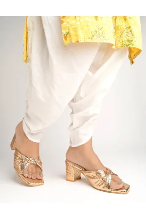 Shoetopia Embellished Textured Party Block Heels