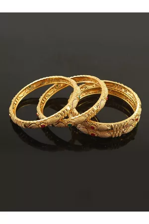 Jewar Mandi Set Of 4 Gold-Plated CZ-Studded Bangles