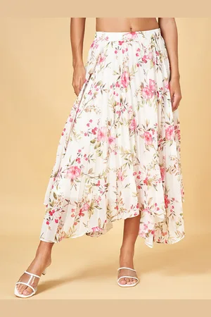 Pantaloons Floral Printed Asymmetric Flared Midi Skirt