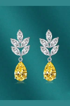 Designs & You Silver-Plated Cubic Zirconia Studded Teardrop Shaped Drop Earrings
