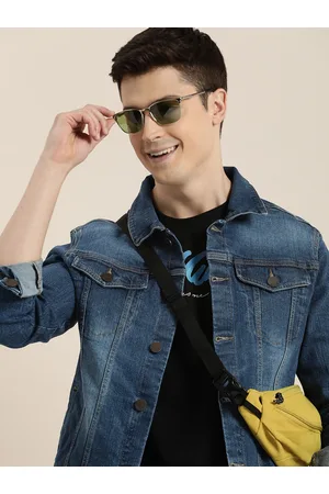 HERE&NOW Solid Spread-Collar Denim Jacket