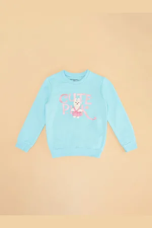 Pantaloons Girls Typography Printed Cotton Sweatshirt